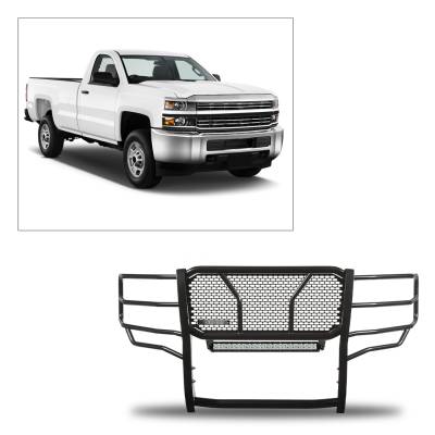Black Horse Off Road - D | Rugged Heavy - Duty Grille Guard KIT | Black | with 20 in LED Bar - Image 1