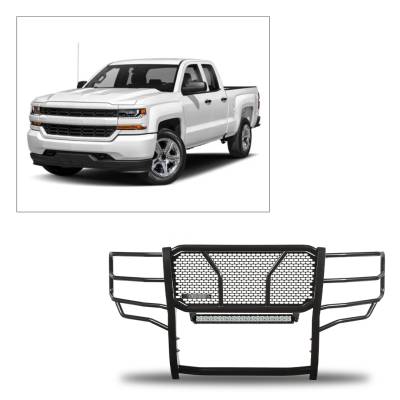 D | Rugged Heavy-Duty Grille Guard Kit | Black | With 20in LED Light Bar