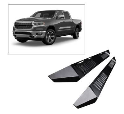 E | ARMOUR HEAVY DUTY STEEL RUNNING BOARDS | Black | Crew Cab | AR-DOD185-19