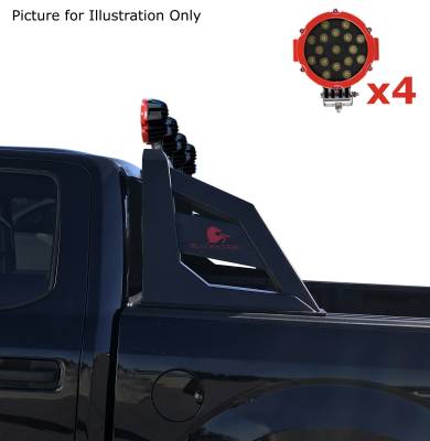 Black Horse Off Road - J | Armour Roll Bar Kit | Black | with 7" Red Round LED Lights | RB-AR1B-PLR - Image 7
