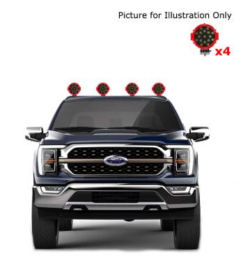 Black Horse Off Road - J | Armour Roll Bar Kit | Black | with 7" Red Round LED Lights | RB-AR1B-PLR - Image 8