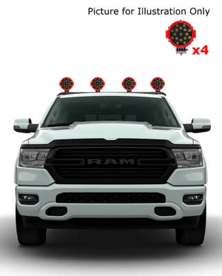 Black Horse Off Road - J | Armour Roll Bar Kit | Black | with 7" Red Round LED Lights | RB-AR1B-PLR - Image 9