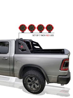 Black Horse Off Road - J | Armour Roll Bar Kit | Black | with 7" Red Round LED Lights | ARB-NIFRB-PLR - Image 5