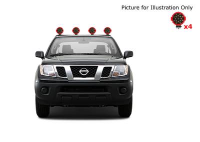 Black Horse Off Road - J | Armour Roll Bar Kit | Black | with 7" Red Round LED Lights | ARB-NIFRB-PLR - Image 8