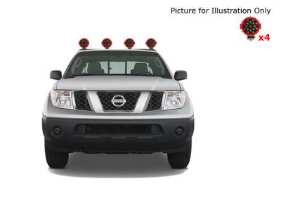 Black Horse Off Road - J | Armour Roll Bar Kit | Black | with 7" Red Round LED Lights | ARB-NIFRB-PLR - Image 9
