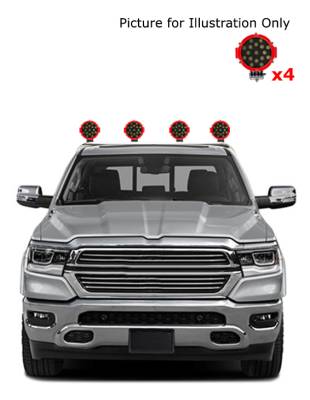 Black Horse Off Road - J | Classic Roll Bar | Stainless | Compatible With Most 1/2 Ton Trucks | W/ Set of 7" Red LED | RB001SS-PLR - Image 2