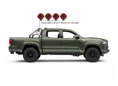 Black Horse Off Road - J | Classic Roll Bar | Stainless | Compatible With Most 1/2 Ton Trucks | W/ Set of 7" Red LED | RB001SS-PLR - Image 7