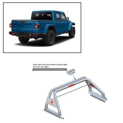 J | Classic Roll Bar Kit | Stainless Steel | Includes 1 50in LED Light Bar | Tonneau Cover Compatible | RB09SS-KIT