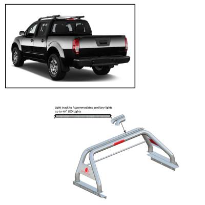 Black Horse Off Road - J | Classic Roll Bar Kit | Stainless Steel | Includes 40 in LED Light Bar| Tonneau Cover Compatible | RB007SS-KIT
