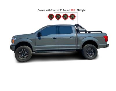 Black Horse Off Road - J | Gladiator Roll Bar | Black | Compatible With Most Full Size Trucks | W/ Set of 7" Red LED | GLRB-01B-PLR - Image 4