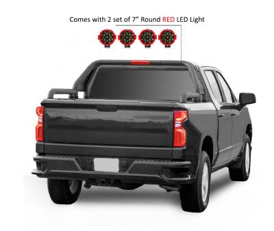 Black Horse Off Road - J | Gladiator Roll Bar | Black | Compatible With Most Full Size Trucks | W/ Set of 7" Red LED | GLRB-01B-PLR - Image 6