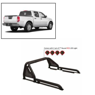 J | Gladiator Roll Bar | Black | Compatible With Most 1/2 Ton Trucks | W/ Set of 7" Red LED | GLRB-05B-PLR