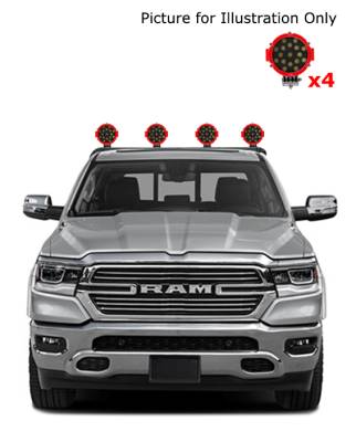 Black Horse Off Road - J | Atlas Roll Bar | Black | Compatible With Most 1/2 TON Trucks | W/ Set of 7" Red LED | RB-BA1B-PLR - Image 2