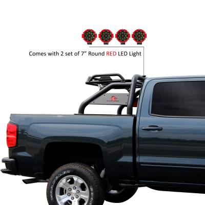 Black Horse Off Road - J | Atlas Roll Bar | Black | Compatible With Most 1/2 TON Trucks | W/ Set of 7" Red LED | RB-BA1B-PLR - Image 6