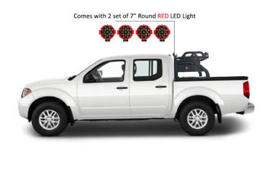 Black Horse Off Road - J | Atlas Roll Bar | Black | with 7" Red Round LED Lights | ATRB-NIFRB-PLR - Image 6