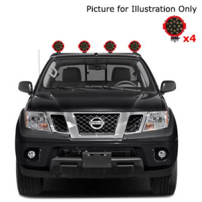 Black Horse Off Road - J | Atlas Roll Bar | Black | with 7" Red Round LED Lights | ATRB-NIFRB-PLR - Image 8
