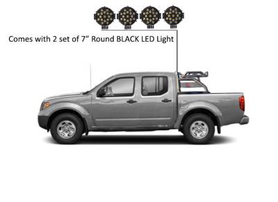 Black Horse Off Road - J | Atlas Roll Bar | Black | Tonneau Cover Compatible |  W/ Set of 7" Black LED | ATRB7BK-PLB - Image 3