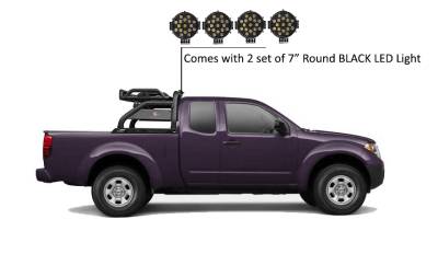Black Horse Off Road - J | Atlas Roll Bar | Black | Tonneau Cover Compatible |  W/ Set of 7" Black LED | ATRB7BK-PLB - Image 4