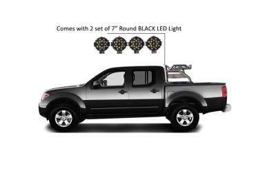Black Horse Off Road - J | Atlas Roll Bar | Black | Tonneau Cover Compatible |  W/ Set of 7" Black LED | ATRB7BK-PLB - Image 5