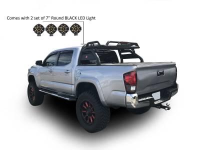 Black Horse Off Road - J | Atlas Roll Bar | Black | with 7" Black Round LED Lights | ATRB-TOTAB-PLB - Image 8