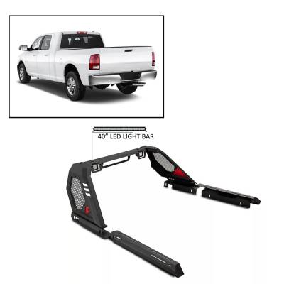 J | Vigor Roll Bar | Black | W/ LED Cube Light & 40" LED Light Bar | VIRB02B-KIT