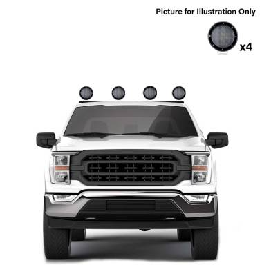 Black Horse Off Road - J | Classic Roll Bar | Black | Compatible With Most 1/2 Ton Trucks | with 2 sets of 5.3" Round Flood Black LED Light | RB001BK-PLFB - Image 3