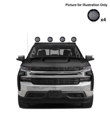 Black Horse Off Road - J | Classic Roll Bar | Black | Compatible With Most 1/2 Ton Trucks | with 2 sets of 5.3" Round Flood Black LED Light | RB001BK-PLFB - Image 10