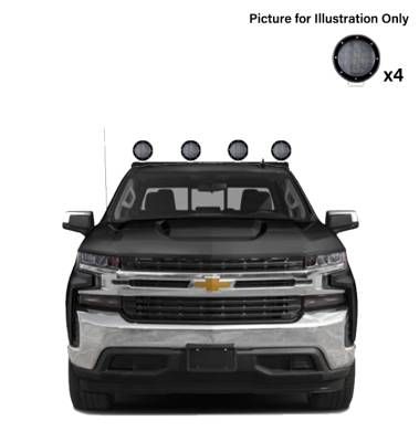 Black Horse Off Road - J | Classic Roll Bar | Black | Compatible With Most 1/2 Ton Trucks | with 2 sets of 5.3" Round Flood Black LED Light | RB001BK-PLFB - Image 12