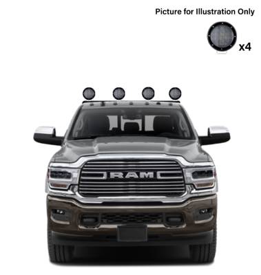 Black Horse Off Road - J | Classic Roll Bar | Black | Compatible With Most 1/2 Ton Trucks | with 2 sets of 5.3" Round Flood Black LED Light | RB001BK-PLFB - Image 21