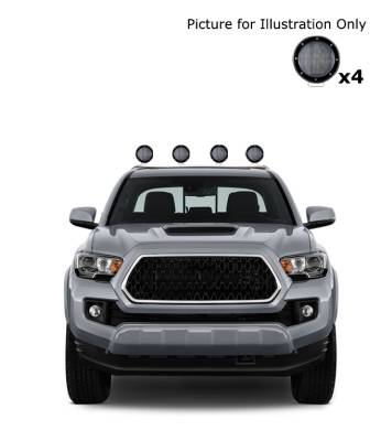 J | Classic Roll Bar |Stainless Steel | Tonneau Cover Compatible |with 2 sets of 5.3" Round Flood Black LED Light | RB006SS-PLFB