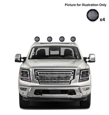 Black Horse Off Road - J | Classic Roll Bar | Stainless Steel | Compatible With Most 1/2 Ton Trucks | with 2 sets of 5.3" Round Flood Black LED Light | RB001SS-PLFB - Image 5