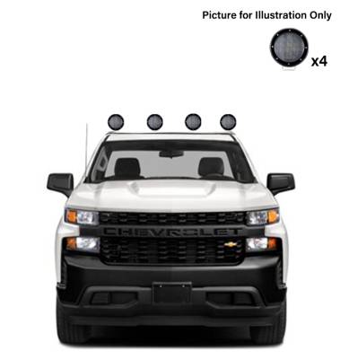 Black Horse Off Road - J | Classic Roll Bar | Stainless Steel | Compatible With Most 1/2 Ton Trucks | with 2 sets of 5.3" Round Flood Black LED Light | RB001SS-PLFB - Image 8