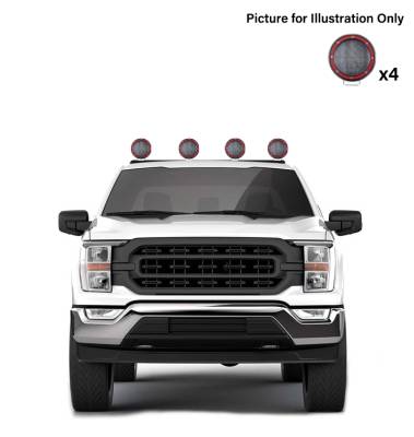 Black Horse Off Road - J | Classic Roll Bar | Black | Compatible With Most 1/2 Ton Trucks | with 2 sets of 5.3" Round Flood Red LED Light | RB001BK-PLFR - Image 3