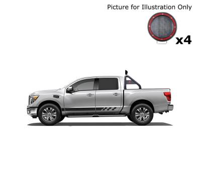 Black Horse Off Road - J | Classic Roll Bar | Black | Compatible With Most 1/2 Ton Trucks | with 2 sets of 5.3" Round Flood Red LED Light | RB001BK-PLFR - Image 6