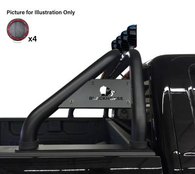 Black Horse Off Road - J | Classic Roll Bar | Black | Compatible With Most 1/2 Ton Trucks | with 2 sets of 5.3" Round Flood Red LED Light | RB001BK-PLFR - Image 16