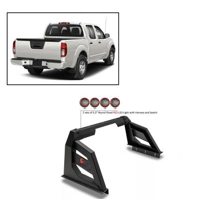 J | Armour Roll Bar Kit | Black | with 2 sets of 5.3" Round Flood Red LED Light | ARB-NIFRB-PLFR