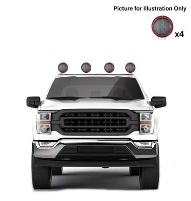 Black Horse Off Road - J | Classic Roll Bar | Stainless Steel | Compatible With Most 1/2 Ton Trucks | with 2 sets of 5.3" Round Flood Red LED Light | RB001SS-PLFR - Image 2