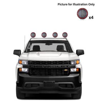 Black Horse Off Road - J | Classic Roll Bar | Stainless Steel | Compatible With Most 1/2 Ton Trucks | with 2 sets of 5.3" Round Flood Red LED Light | RB001SS-PLFR - Image 6