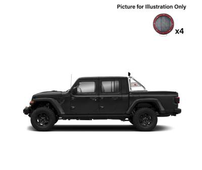 Black Horse Off Road - J | Classic Roll Bar | Stainless Steel | Tonneau Cover Compatible | with 2 sets of 5.3" Round Flood Red LED Light | RB09SS-PLFR