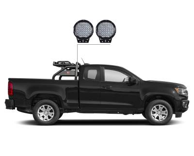 Black Horse Off Road - J | Atlas Roll Bar | Black | Compatible With Most 1/2 Ton Trucks | Comes with a set of 9” Black Round  LED Lights | ATRB-GMCOB-PL69B - Image 2