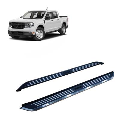 E | Pinnacle Running Boards |  Black & Silver Aluminum | PIF1179
