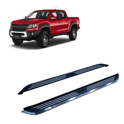 E | Pinnacle Running Boards |  Black & Silver Aluminum | PIG279
