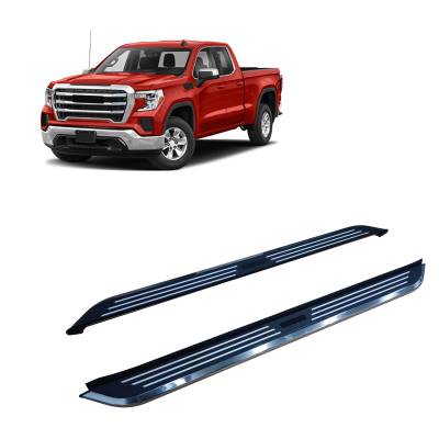 E | Pinnacle Running Boards |  Black & Silver Aluminum | PIG485