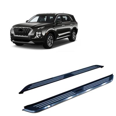 E | Pinnacle Running Boards |  Black & Silver Aluminum | PIH479
