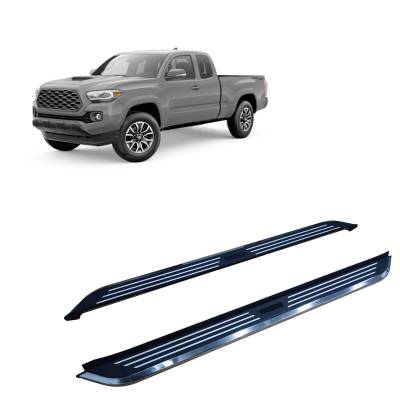 E | Pinnacle Running Boards |  Black & Silver Aluminum | PIT579