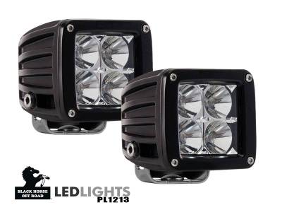 LED 4" Cube Lights -Clear-Universal |Black Horse Off Road