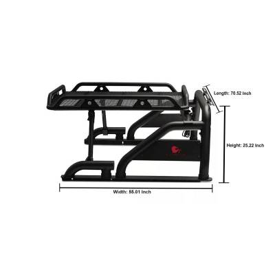 Black Horse Off Road - Warrior Roll Bar With 2 pairs of 7.0" Red Trim Rings LED Flood Lights-Black-Silverado/Sierra 14+,Ford F-150 15+,Dodge Ram 15+|Black Horse Off Road - Image 2