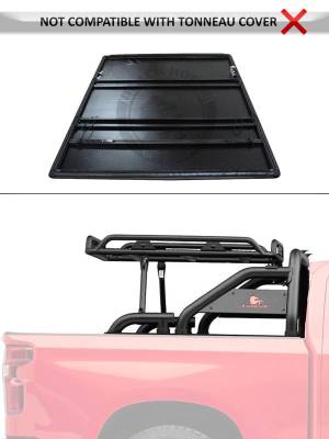 Black Horse Off Road - Warrior Roll Bar With 2 pairs of 7.0" Red Trim Rings LED Flood Lights-Black-Silverado/Sierra 14+,Ford F-150 15+,Dodge Ram 15+|Black Horse Off Road - Image 3