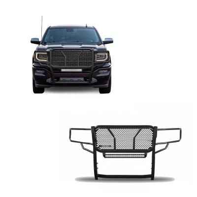 Rugged Heavy Duty Grille Guard With 20" Double Row LED Light-Black-Sierra 1500/Sierra 1500 Limited|Black Horse Off Road