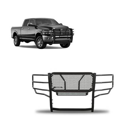 Rugged Heavy Duty Grille Guard With 20" Double Row LED Light-Black-Ram 2500/Ram 3500|Black Horse Off Road
